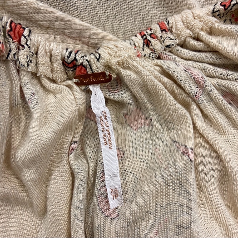 Free People Cream Orange Paisley Tunic Ruffle Top - Picture 7 of 8